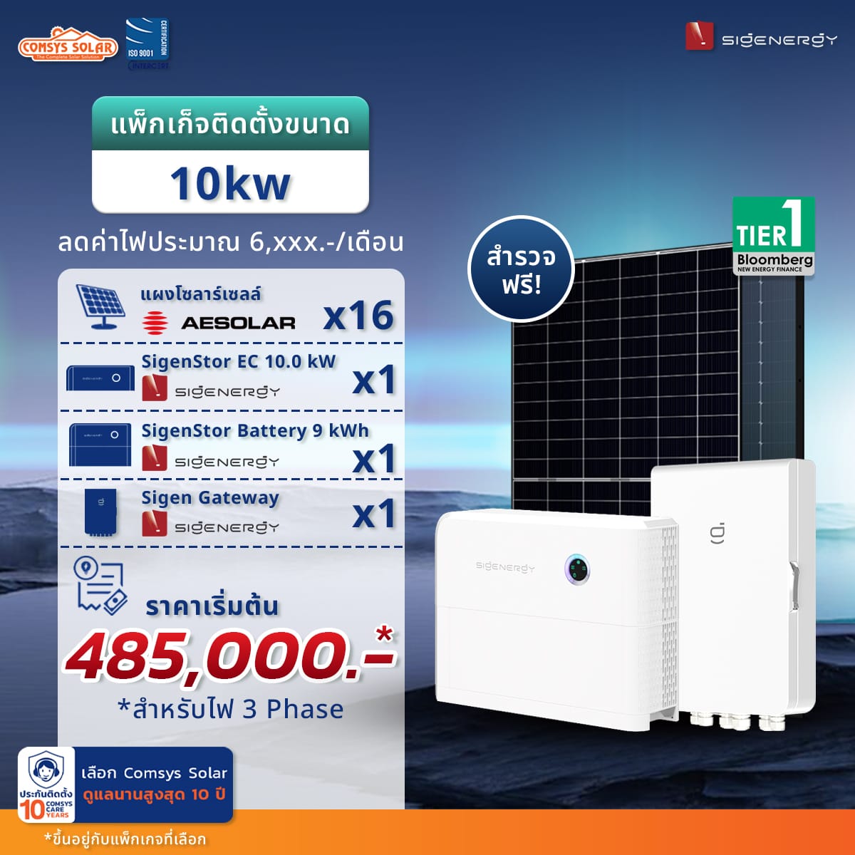 ชุด Hybrid Sigenergy ระบบ String Inverter ขนาด 10 kW ( 3 Phase )